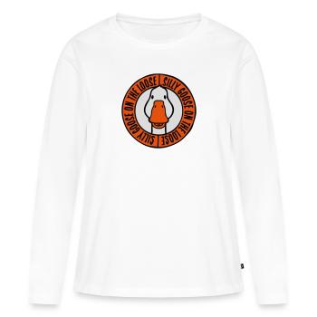 goose on the loose - Frauen Premium Bio Langarmshirt - Weiß - Vorne - Julia (174cm)