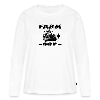 Ferme - T-shirt manches longues Premium bio Femme - blanc - Devant - Julia (174cm)
