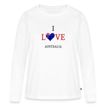 J'aime l'Australie. J'aime l'Australie - T-shirt manches longues Premium bio Femme - blanc - Devant - Julia (174cm)