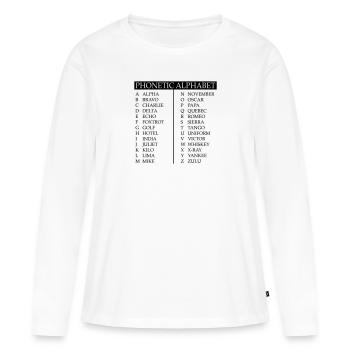 Alphabet phonétique - T-shirt manches longues Premium bio Femme - blanc - Devant - Julia (174cm)