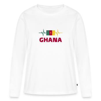 Ghana Football 2022 Ghana Heartbeat Ghana Flag - T-shirt manches longues Premium bio Femme - blanc - Devant - Julia (174cm)