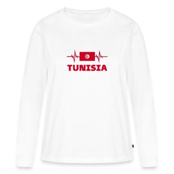Tunisie Football 2022 Tunisie Heartbeat Tunisie - T-shirt manches longues Premium bio Femme - blanc - Devant - Julia (174cm)
