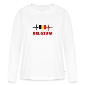 belgique Football 2022 belgique Heartbeat belgique - T-shirt manches longues Premium bio Femme - blanc - Devant - Julia (174cm)