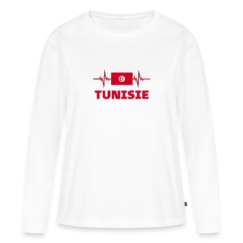Tunisie Football 2022 Tunisie Heartbeat Tunisie - T-shirt manches longues Premium bio Femme - blanc - Devant - Julia (174cm)