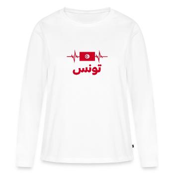 Tunisie Football 2022 Tunisie Heartbeat Tunisie - T-shirt manches longues Premium bio Femme - blanc - Devant - Julia (174cm)