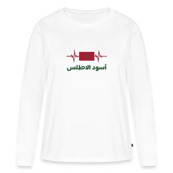 Maroc Football 2022 Maroc Heartbeat Maroc - T-shirt manches longues Premium bio Femme - blanc - Devant - Julia (174cm)