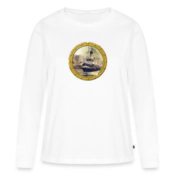 Remorqueurs à vapeur - T-shirt manches longues Premium bio Femme - blanc - Devant - Julia (174cm)