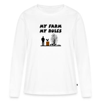 Ferme - T-shirt manches longues Premium bio Femme - blanc - Devant - Julia (174cm)