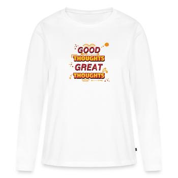 Gute Gedanken, große Gedanken, Gelbe Textkunst - Frauen Premium Bio Langarmshirt - Weiß - Vorne - Julia (174cm)