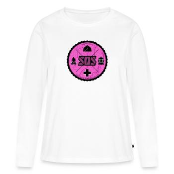 Logo SOS rose - T-shirt manches longues Premium bio Femme - blanc - Devant - Julia (174cm)