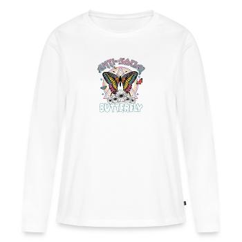 Anti-social butterfly - Women's Premium Organic Long Sleeve Shirt - white - Front - Julia (174cm)