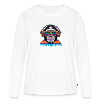 Eye-catcher monkey with headphones and sunglasses - Women's Premium Organic Long Sleeve Shirt - white - Front - Julia (174cm)