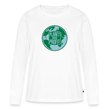 Planète sur le devis de profit - T-shirt manches longues Premium bio Femme - blanc - Devant - Julia (174cm)