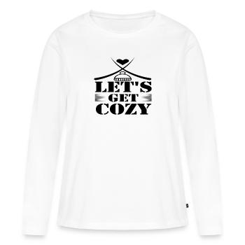 Soyons Cozy - T-shirt manches longues Premium bio Femme - blanc - Devant - Julia (174cm)