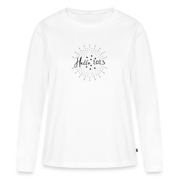 Hello 2023 - Frauen Premium Bio Langarmshirt - Weiß - Vorne - Julia (174cm)