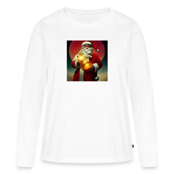 Père Noël Père Noël Noël - T-shirt manches longues Premium bio Femme - blanc - Devant - Julia (174cm)