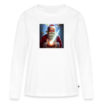 Père Noël Père Noël Noël - T-shirt manches longues Premium bio Femme - blanc - Devant - Julia (174cm)