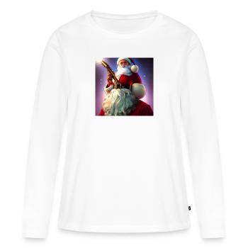 Père Noël Père Noël Noël - T-shirt manches longues Premium bio Femme - blanc - Devant - Julia (174cm)