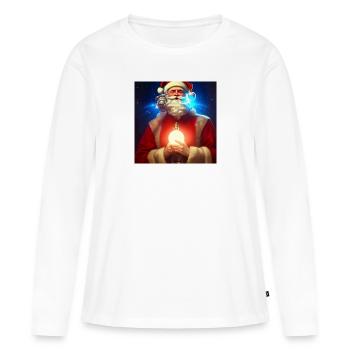Père Noël Père Noël Noël - T-shirt manches longues Premium bio Femme - blanc - Devant - Julia (174cm)