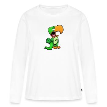 Perroquet vert ennuyé - T-shirt manches longues Premium bio Femme - blanc - Devant - Julia (174cm)