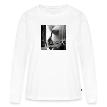 Brachiosaurus destroys city - Women's Premium Organic Long Sleeve Shirt - white - Front - Julia (174cm)