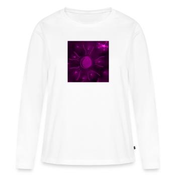 LUNE ÉTOILÉE POURPRE - T-shirt manches longues Premium bio Femme - blanc - Devant - Julia (174cm)