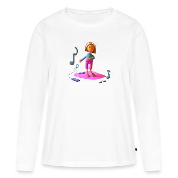 MUSIQUE DRÔLE 013 - T-shirt manches longues Premium bio Femme - blanc - Devant - Julia (174cm)