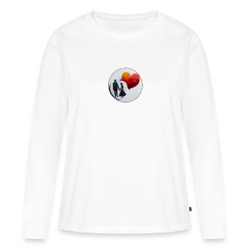 Amour et coeur en papier vesion cercle - T-shirt manches longues Premium bio Femme - blanc - Devant - Julia (174cm)