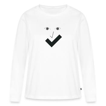 Beau sourire Beau visage B01. - T-shirt manches longues Premium bio Femme - blanc - Devant - Julia (174cm)