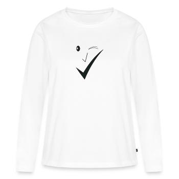 Feines Lächeln - Feines Gesicht D01. - Frauen Premium Bio Langarmshirt - Weiß - Vorne - Julia (174cm)