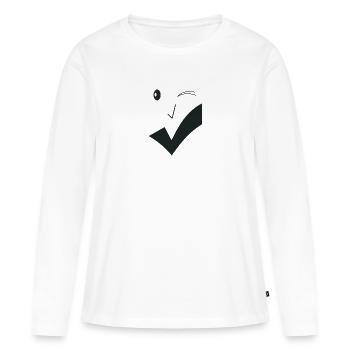 Feines Lächeln - Feines Gesicht F02. - Frauen Premium Bio Langarmshirt - Weiß - Vorne - Julia (174cm)