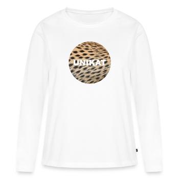 UNIKAT - Frauen Premium Bio Langarmshirt - Weiß - Vorne - Julia (174cm)