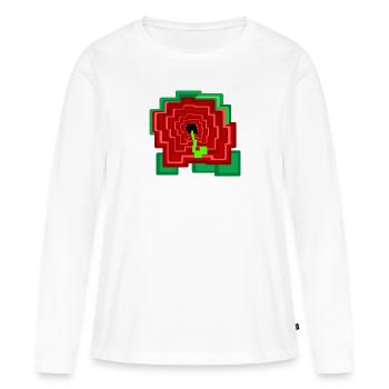 Fleur PixelArt - T-shirt manches longues Premium bio Femme - blanc - Devant - Julia (174cm)