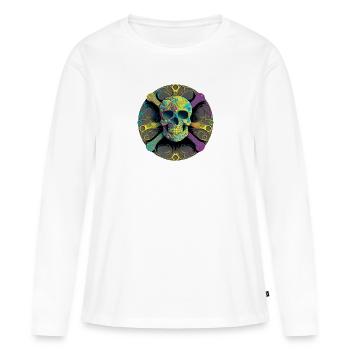 Crâne et os - T-shirt manches longues Premium bio Femme - blanc - Devant - Julia (174cm)