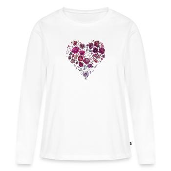Mode à la mode cool vogue girly style femmes coeur - T-shirt manches longues Premium bio Femme - blanc - Devant - Julia (174cm)
