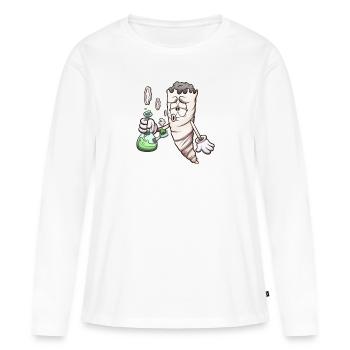 Drôle de dessin animé avec Bong - T-shirt manches longues Premium bio Femme - blanc - Devant - Julia (174cm)