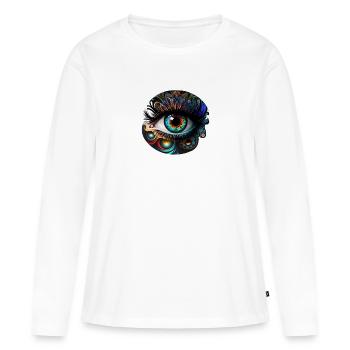 Œil 2 - T-shirt manches longues Premium bio Femme - blanc - Devant - Julia (174cm)