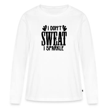 Je ne transpire pas je brille - T-shirt manches longues Premium bio Femme - blanc - Devant - Julia (174cm)