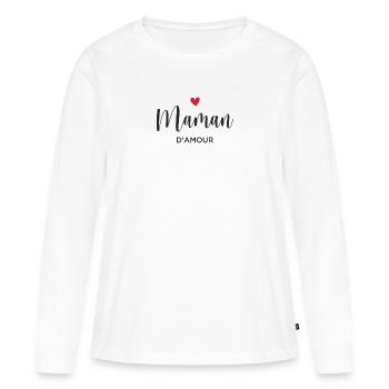 Maman d'amour - T-shirt manches longues Premium bio Femme - blanc - Devant - Julia (174cm)