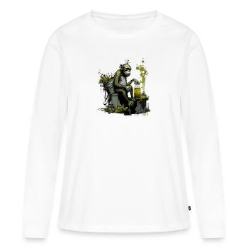 Chimpanzés devant la bouilloire de brassage, front spécial - T-shirt manches longues Premium bio Femme - blanc - Devant - Julia (174cm)