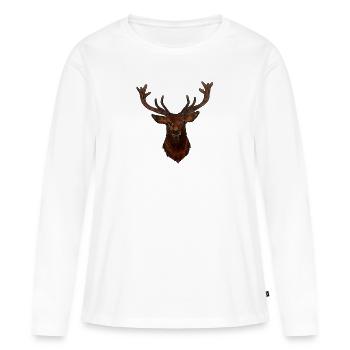 Tête de CERF - T-shirt manches longues Premium bio Femme - blanc - Devant - Julia (174cm)