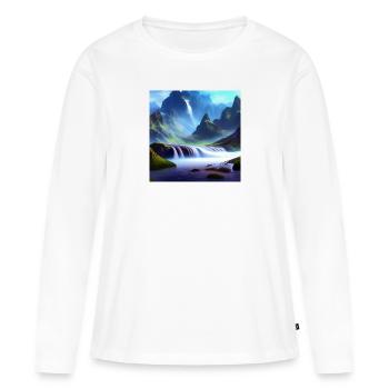 Cascade et Berge_01 - T-shirt manches longues Premium bio Femme - blanc - Devant - Julia (174cm)