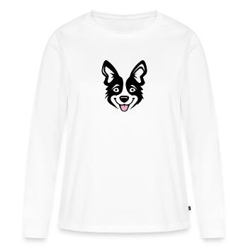 Happy Shiba Inu Chien Langue tendue - T-shirt manches longues Premium bio Femme - blanc - Devant - Julia (174cm)
