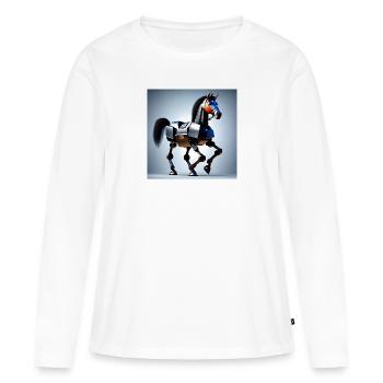 Roboterpferd Version 2 - Frauen Premium Bio Langarmshirt - Weiß - Vorne - Julia (174cm)