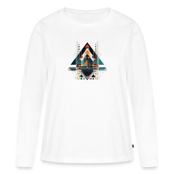 Motif ethno géométrique cool - T-shirt manches longues Premium bio Femme - blanc - Devant - Julia (174cm)