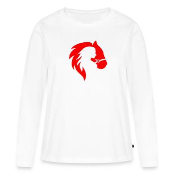 Illusion d’optique art psychédéliques formes rétro - T-shirt manches longues Premium bio Femme - blanc - Devant - Julia (174cm)
