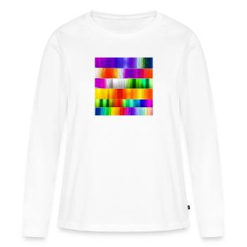 mélange de couleurs horizontales folles - T-shirt manches longues Premium bio Femme - blanc - Devant - Julia (174cm)