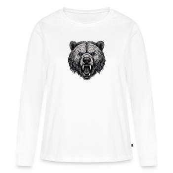 Bär - Frauen Premium Bio Langarmshirt - Weiß - Vorne - Julia (174cm)