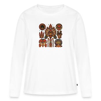 Design traditionnel Africain - T-shirt manches longues Premium bio Femme - blanc - Devant - Julia (174cm)