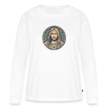 Jésus-Christ #04 - T-shirt manches longues Premium bio Femme - blanc - Devant - Julia (174cm)